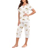 image:imagePrinStory Pajamas for Women Set Capri Pjs Soft Lounge Sets S4XL  Short Sleeve Shirt and Capri Pants with Pockets Breathable and Stretchy Fabric 2 Piece Summer Pajamas Soft SleepwearFpwhite Coffee Cup