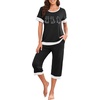 image:imagePrinStory Pajamas for Women Set Capri Pjs Soft Lounge Sets S4XL  Short Sleeve Shirt and Capri Pants with Pockets Breathable and Stretchy Fabric 2 Piece Summer Pajamas Soft SleepwearFpblack Cat