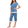 image:imagePrinStory Pajamas for Women Set Capri Pjs Soft Lounge Sets S4XL  Short Sleeve Shirt and Capri Pants with Pockets Breathable and Stretchy Fabric 2 Piece Summer Pajamas Soft SleepwearFpblue Sea Fish