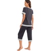image:imagePrinStory Pajamas for Women Set Capri Pjs Soft Lounge Sets S4XL  Short Sleeve Shirt and Capri Pants with Pockets Breathable and Stretchy Fabric 2 Piece Summer Pajamas Soft SleepwearDark Gray