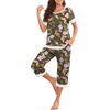 image:imagePrinStory Pajamas for Women Set Capri Pjs Soft Lounge Sets S4XL  Short Sleeve Shirt and Capri Pants with Pockets Breathable and Stretchy Fabric 2 Piece Summer Pajamas Soft SleepwearFpbutterfly