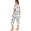 image:imagePrinStory Pajamas for Women Set Capri Pjs Soft Lounge Sets S4XL  Short Sleeve Shirt and Capri Pants with Pockets Breathable and Stretchy Fabric 2 Piece Summer Pajamas Soft SleepwearFpdot Vertical Line