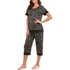 image:imagePrinStory Pajamas for Women Set Capri Pjs Soft Lounge Sets S4XL  Short Sleeve Shirt and Capri Pants with Pockets Breathable and Stretchy Fabric 2 Piece Summer Pajamas Soft SleepwearFpgray Ld Print