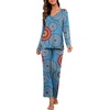 image:imagePrinStory Womens Pajama Sets Long Pjs Soft Lounge Sets  Long Sleeve Top and Pants No Pockets Breathable and Stretchy Fabric Ladies 2 Piece Pajamas Soft SleepwearFpmix Blue