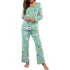 image:imagePrinStory Womens Pajama Sets Long Pjs Soft Lounge Sets  Long Sleeve Top and Pants No Pockets Breathable and Stretchy Fabric Ladies 2 Piece Pajamas Soft SleepwearFpmint Green
