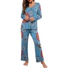 image:imagePrinStory Womens Pajama Sets Long Pjs Soft Lounge Sets  Long Sleeve Top and Pants No Pockets Breathable and Stretchy Fabric Ladies 2 Piece Pajamas Soft SleepwearFpmix Blue
