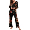 image:imagePrinStory Womens Pajama Sets Long Pjs Soft Lounge Sets  Long Sleeve Top and Pants No Pockets Breathable and Stretchy Fabric Ladies 2 Piece Pajamas Soft SleepwearFpbrown Black