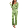 image:imagePrinStory Womens Pajama Sets Long Pjs Soft Lounge Sets  Long Sleeve Top and Pants No Pockets Breathable and Stretchy Fabric Ladies 2 Piece Pajamas Soft SleepwearFpverdant Orang Flower