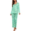 image:imagePrinStory Womens Pajama Sets Long Pjs Soft Lounge Sets  Long Sleeve Top and Pants No Pockets Breathable and Stretchy Fabric Ladies 2 Piece Pajamas Soft SleepwearFpgreen Butterfly