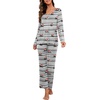 image:imagePrinStory Womens Pajama Sets Long Pjs Soft Lounge Sets  Long Sleeve Top and Pants No Pockets Breathable and Stretchy Fabric Ladies 2 Piece Pajamas Soft SleepwearFpgray Stripe Cat