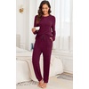 image:imagePrinStory Womens Pajama Sets Loose Pjs 2 Piece Lounge Set  Long Sleeve Top and Pants with Pockets Warmth Stretchy and Butterysoft Fabric Winter Pajamas Warm SleepwearWine Red