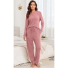 image:imagePrinStory Womens Pajama Sets Loose Pjs 2 Piece Lounge Set  Long Sleeve Top and Pants with Pockets Warmth Stretchy and Butterysoft Fabric Winter Pajamas Warm SleepwearPink