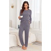 image:imagePrinStory Womens Pajama Sets Loose Pjs 2 Piece Lounge Set  Long Sleeve Top and Pants with Pockets Warmth Stretchy and Butterysoft Fabric Winter Pajamas Warm SleepwearGrey Purple