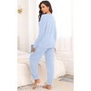 image:imagePrinStory Womens Pajama Sets Loose Pjs 2 Piece Lounge Set  Long Sleeve Top and Pants with Pockets Warmth Stretchy and Butterysoft Fabric Winter Pajamas Warm SleepwearAzure