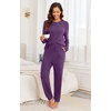 image:imagePrinStory Womens Pajama Sets Loose Pjs 2 Piece Lounge Set  Long Sleeve Top and Pants with Pockets Warmth Stretchy and Butterysoft Fabric Winter Pajamas Warm SleepwearPurple