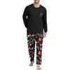 image:imagePrinStory Mens Pajama Sets Loungewear Sleepwear Pjs Lightweight Long Sleeve Shirts and Bottoms Soft Comfy Sleep Sets S4XLBlack Christmas Gift