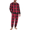 image:imagePrinStory Mens Pajamas Set Fleece Pjs Long Sleeve Soft Sleepwear S2XL  Winter Pjs2 Piece Fluffy LoungewearTop and PantsPlush Warm Sleep SetsPocketsRed Black Plaid