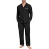 image:imagePrinStory Mens Pajamas Set Long Sleeve Button Down Sleepwear Pjs S2XL  Soft2 Pieces LoungewearLightweightSleep SetNotched CollarTop and PantsPockets1black