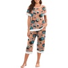 image:imagePrinStory Pajamas for Women Set Capri Pjs Soft Lounge Sets S4XL  Short Sleeve Shirt and Capri Pants with Pockets Breathable and Stretchy Fabric 2 Piece Summer Pajamas Soft SleepwearFppink Glass