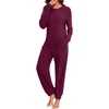 image:imagePrinStory Womens Pajama Sets Loose Pjs 2 Piece Lounge Set  Long Sleeve Top and Pants with Pockets Warmth Stretchy and Butterysoft Fabric Winter Pajamas Warm SleepwearWine Red