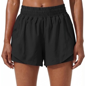 image:imagePrinStory Athletic Shorts for Women High Waisted Running Shorts 3 XS2XL  Workout Gym  Hiking 2 in 1 Zipper Pockets Quick Dry Lightweight BlackBlack