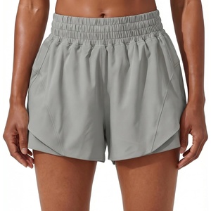 image:imagePrinStory Athletic Shorts for Women High Waisted Running Shorts 3 XS2XL  Workout Gym  Hiking 2 in 1 Zipper Pockets Quick Dry Lightweight BlackLight Gray