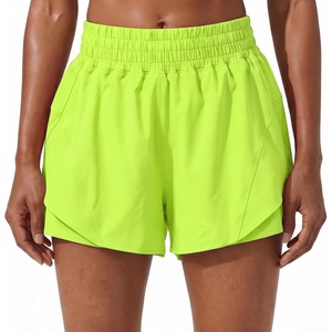 image:imagePrinStory Athletic Shorts for Women High Waisted Running Shorts 3 XS2XL  Workout Gym  Hiking 2 in 1 Zipper Pockets Quick Dry Lightweight BlackNeon Green