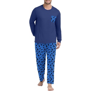 image:imagePrinStory Mens Pajama Sets Loungewear Sleepwear Pjs Lightweight Long Sleeve Shirts and Bottoms Soft Comfy Sleep Sets S4XLBlue Cat