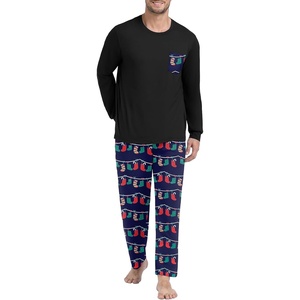 image:imagePrinStory Mens Pajama Sets Loungewear Sleepwear Pjs Lightweight Long Sleeve Shirts and Bottoms Soft Comfy Sleep Sets S4XLBlue Christmas Sock