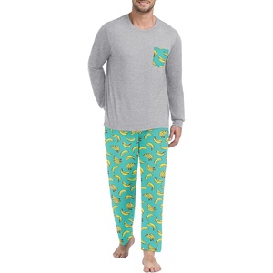 image:imagePrinStory Mens Pajama Sets Loungewear Sleepwear Pjs Lightweight Long Sleeve Shirts and Bottoms Soft Comfy Sleep Sets S4XLBlue Green Banana