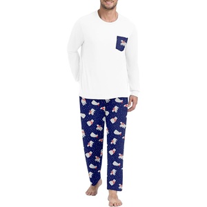 image:imagePrinStory Mens Pajama Sets Loungewear Sleepwear Pjs Lightweight Long Sleeve Shirts and Bottoms Soft Comfy Sleep Sets S4XLBlue Polar Bear