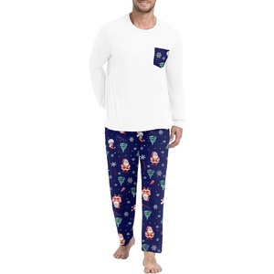 image:imagePrinStory Mens Pajama Sets Loungewear Sleepwear Pjs Lightweight Long Sleeve Shirts and Bottoms Soft Comfy Sleep Sets S4XLBlue Santa