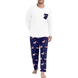 image:imagePrinStory Mens Pajama Sets Loungewear Sleepwear Pjs Lightweight Long Sleeve Shirts and Bottoms Soft Comfy Sleep Sets S4XLBlue White Deer