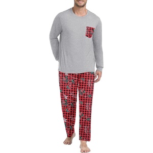 image:imagePrinStory Mens Pajama Sets Loungewear Sleepwear Pjs Lightweight Long Sleeve Shirts and Bottoms Soft Comfy Sleep Sets S4XLRed Black Plaid Bomb