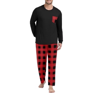 image:imagePrinStory Mens Pajama Sets Loungewear Sleepwear Pjs Lightweight Long Sleeve Shirts and Bottoms Soft Comfy Sleep Sets S4XLRed Plaid