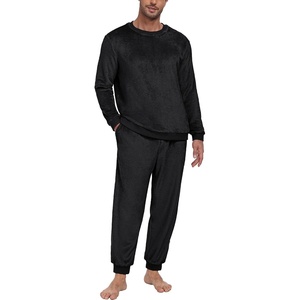 image:imagePrinStory Mens Pajamas Set Fleece Pjs Long Sleeve Soft Sleepwear S2XL  Winter Pjs2 Piece Fluffy LoungewearTop and PantsPlush Warm Sleep SetsPocketsBlack