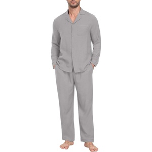 image:imagePrinStory Mens Pajamas Set Long Sleeve Button Down Sleepwear Pjs S2XL  Soft2 Pieces LoungewearLightweightSleep SetNotched CollarTop and PantsPockets2steel Gray