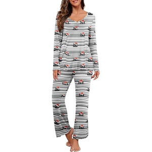 image:imagePrinStory Womens Pajama Sets Long Pjs Soft Lounge Sets  Long Sleeve Top and Pants No Pockets Breathable and Stretchy Fabric Ladies 2 Piece Pajamas Soft SleepwearFpgray Stripe Cat