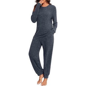 image:imagePrinStory Womens Pajama Sets Loose Pjs 2 Piece Lounge Set  Long Sleeve Top and Pants with Pockets Warmth Stretchy and Butterysoft Fabric Winter Pajamas Warm SleepwearDeep Gray Blue