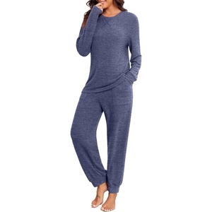 image:imagePrinStory Womens Pajama Sets Loose Pjs 2 Piece Lounge Set  Long Sleeve Top and Pants with Pockets Warmth Stretchy and Butterysoft Fabric Winter Pajamas Warm SleepwearNavy Blue