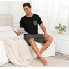 image:imagePrinStory Mens Pajamas Set Short Sleeve Pjs Sets S3XLBlack Dark Gray