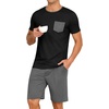 image:imagePrinStory Mens Pajamas Set Short Sleeve Pjs Sets S3XLBlack Dark Gray