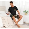image:imagePrinStory Mens Pajamas Set Short Sleeve Pjs Sets S3XLBlack Sloth Black
