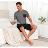 image:imagePrinStory Mens Pajamas Set Short Sleeve Pjs Sets S3XLDark Gray Black
