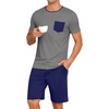 image:imagePrinStory Mens Pajamas Set Short Sleeve Pjs Sets S3XLDark Gray Navy Blue