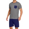 image:imagePrinStory Mens Pajamas Set Short Sleeve Pjs Sets S3XLDark Gray Navy Blue