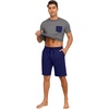 image:imagePrinStory Mens Pajamas Set Short Sleeve Pjs Sets S3XLDark Gray Navy Blue