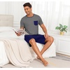 image:imagePrinStory Mens Pajamas Set Short Sleeve Pjs Sets S3XLDark Gray Navy Blue