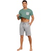image:imagePrinStory Mens Pajamas Set Short Sleeve Pjs Sets S3XLHaze Blue Light Gray