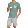 image:imagePrinStory Mens Pajamas Set Short Sleeve Pjs Sets S3XLHaze Blue Light Gray